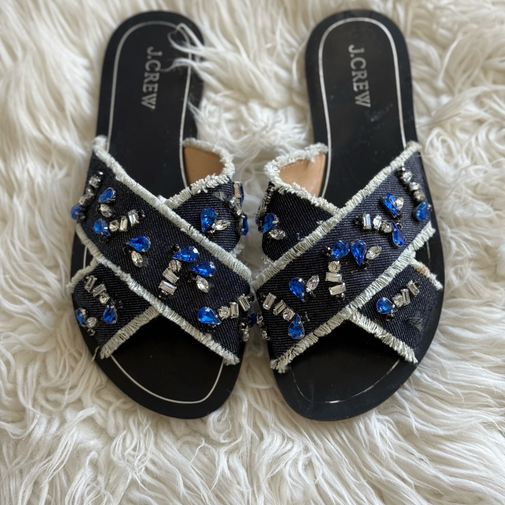 J. Crew Black and Blue Sandals Modern Minimalist Design